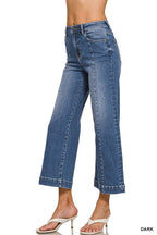 Wide Leg Center Seam Cropped Denim Pants - Zenana