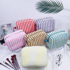 Plush Striped Sherpa Makeup Bag - Cozy Travel Pouch | 40P621