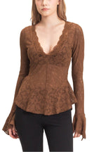 Lace V-neck Flare Sleeve Top