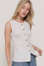 Sleeveless Crew Neck Texture Knit Vest