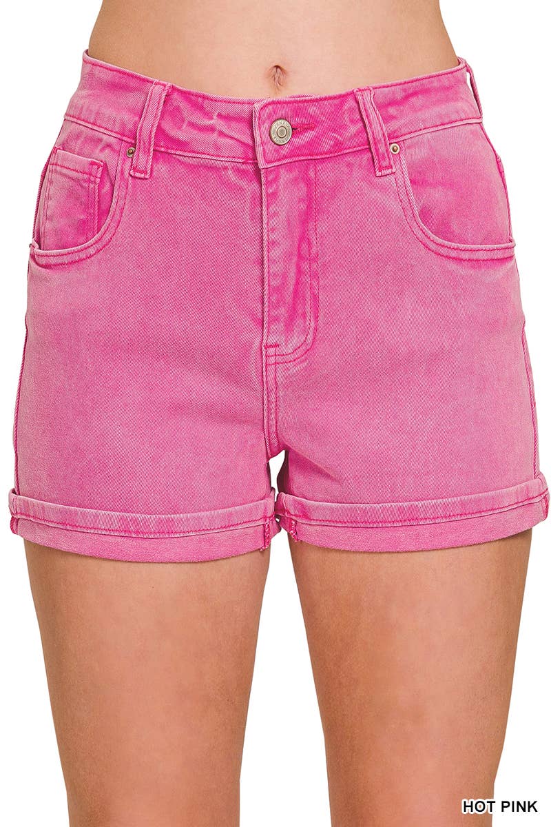 5 Pockets Cuffed Shorts - Zenana