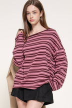 Long Sleeve Asymmetric Stripe Top