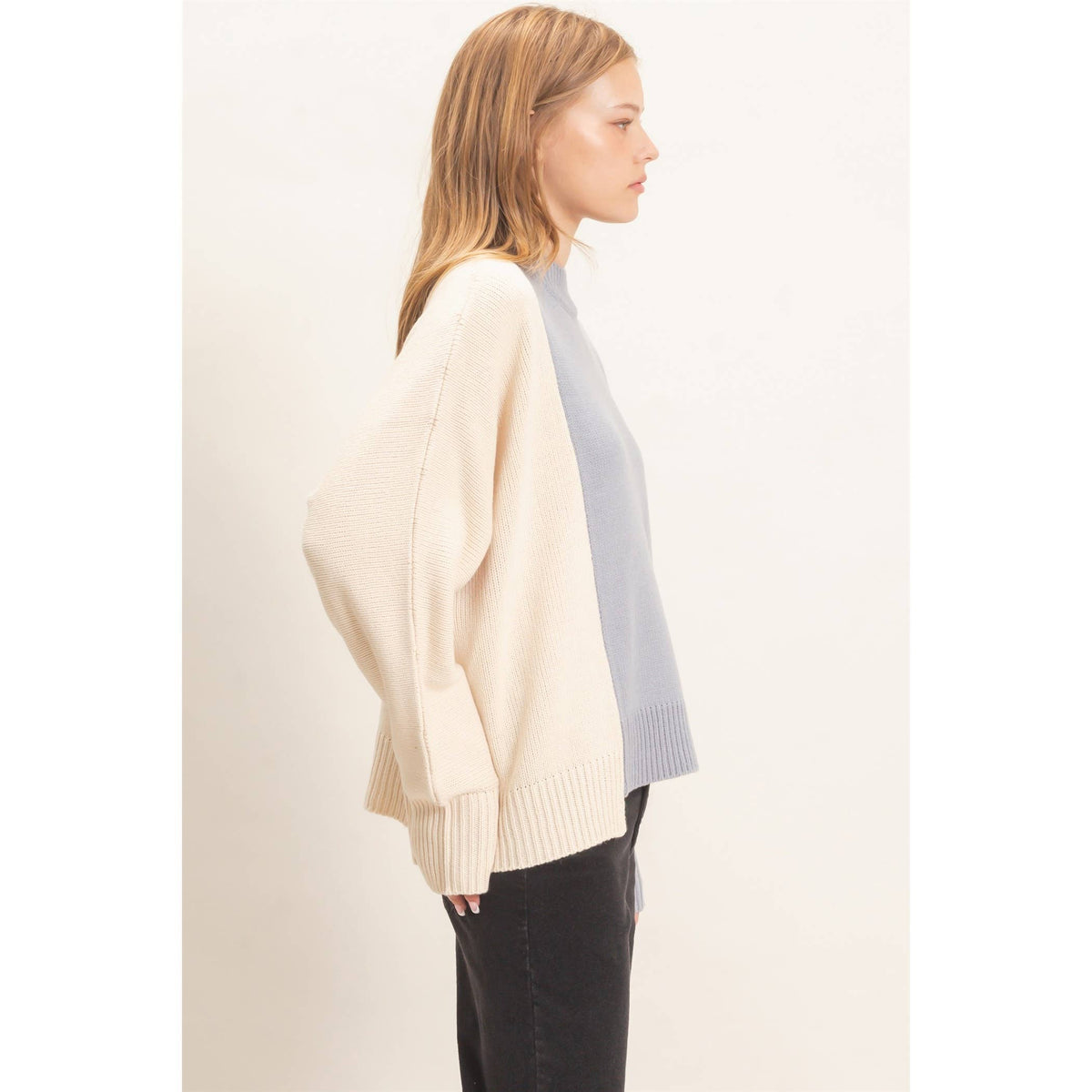 Two-Tone Knit Sweater