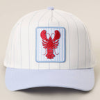 Lobster Embroidered Patch Seersucker Brim Trucker Hat