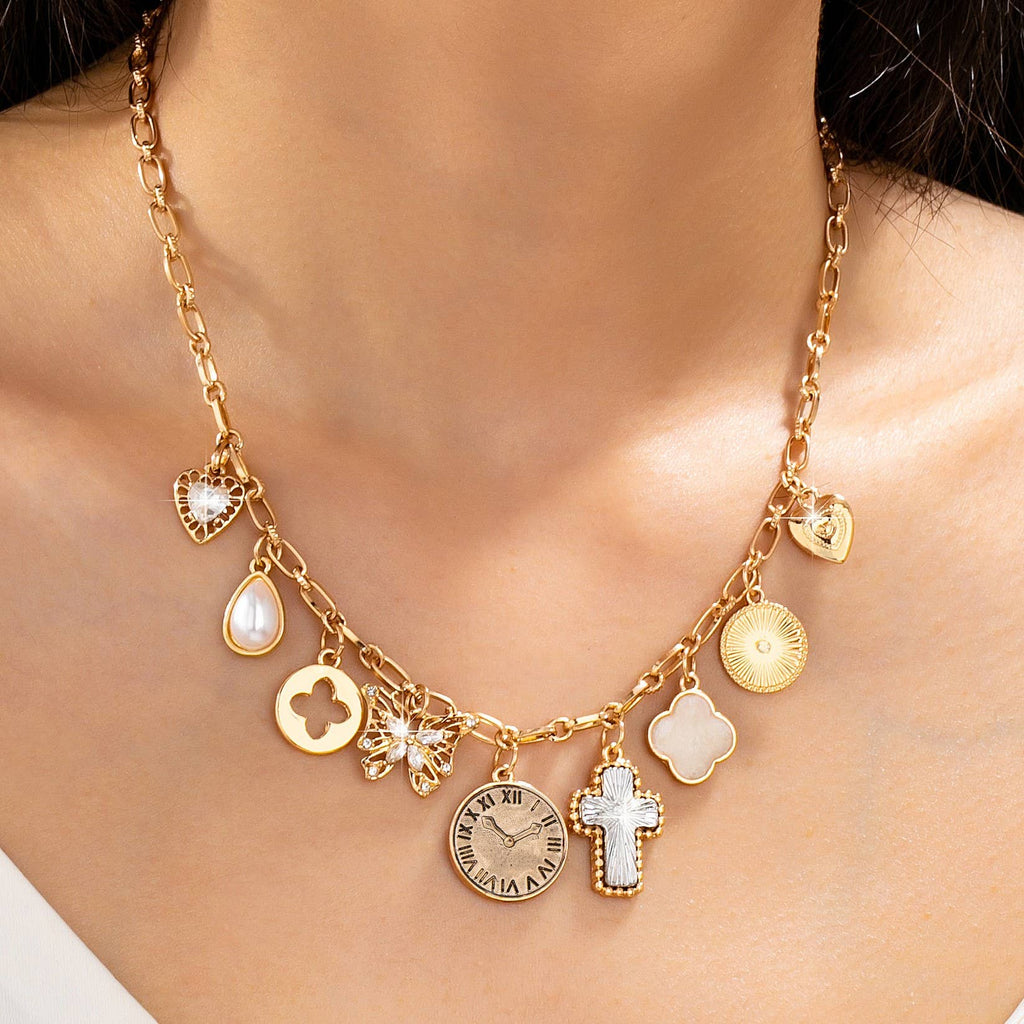 Eclectic Celestial & Vintage Charm Necklace | 80N93123