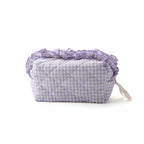 Gingham Ruffled Quilted Cosmetic Bag Pouch | 40P632