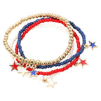 4PCS - Star Charm Beaded Stretch Multi Layered Bracelets