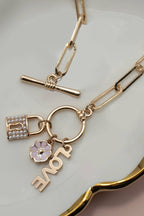 CLUSTER CHARM LOCK FLOWER LOVE TOGGLE NECKLACE | 31N24128