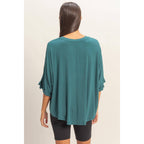 Relaxed High-Low Batwing Sleeve Top
