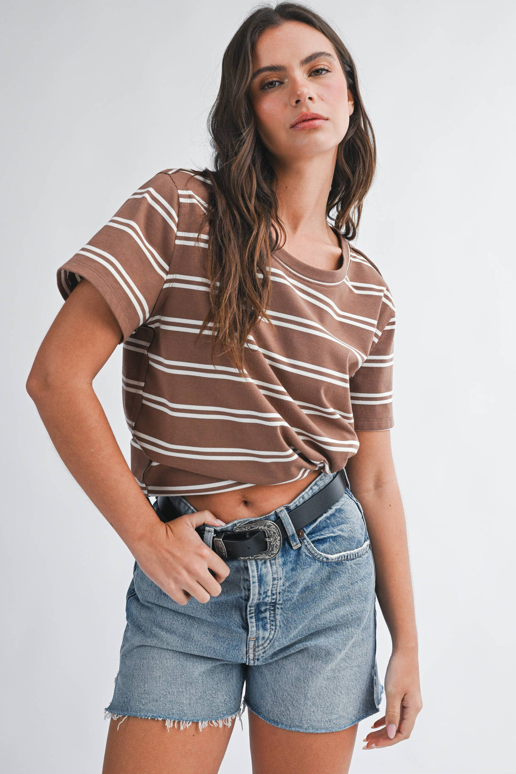 8510HN Striped Boxy Short Sleeve Tee