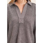 Ribbed Collared Pullover Top