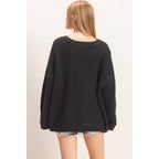 Ribbed Knit Patch Pocket Sweater