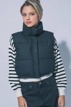 High Neck Cropped Puffer Vest