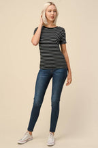 AY34568S4 - SHORT SLEEVE MULTI COLOR STRIPE TOP