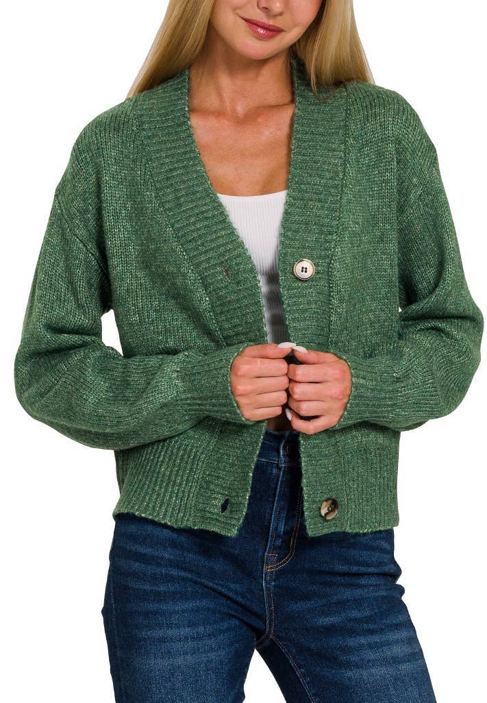Melange Button Front Sweater Cardigan
