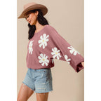 DAISY FLORAL PATTERN KNITTED SWEATER TOP