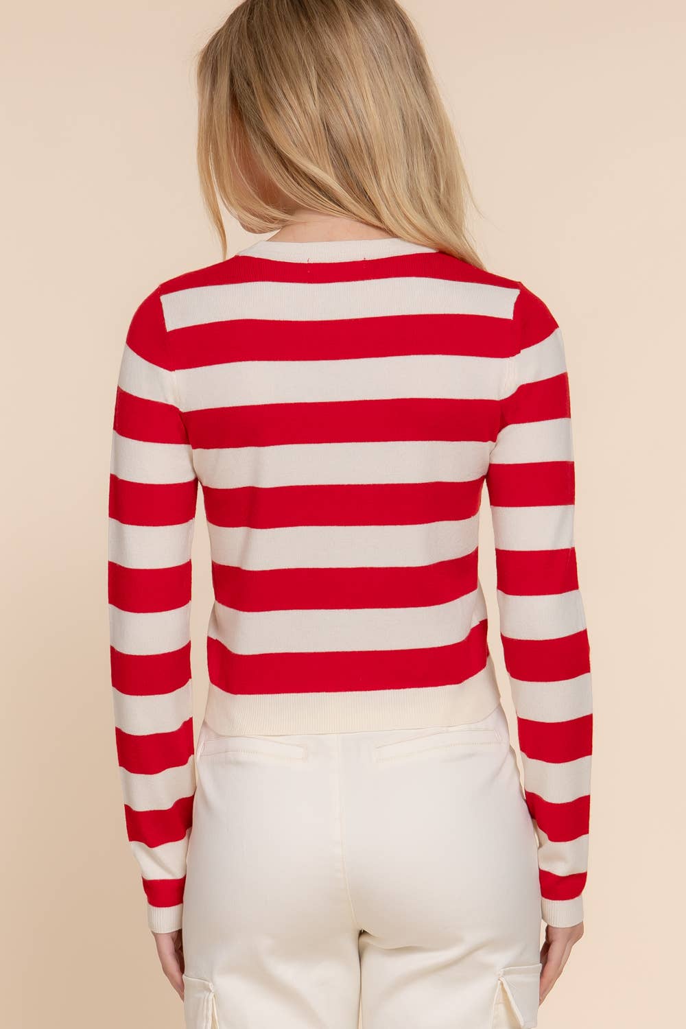 Long Sleeve Crew Neck Stripe Fitted Sweater