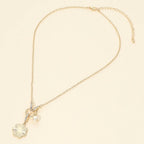 Floral Pearl Charm Accent Necklace