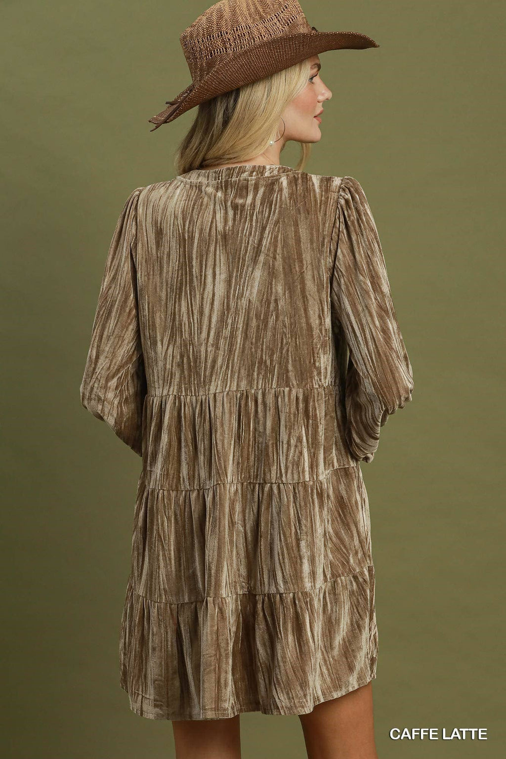 Velvet Tiered Long Sleeve Mini Dress