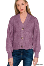 Melange Button Front Sweater Cardigan