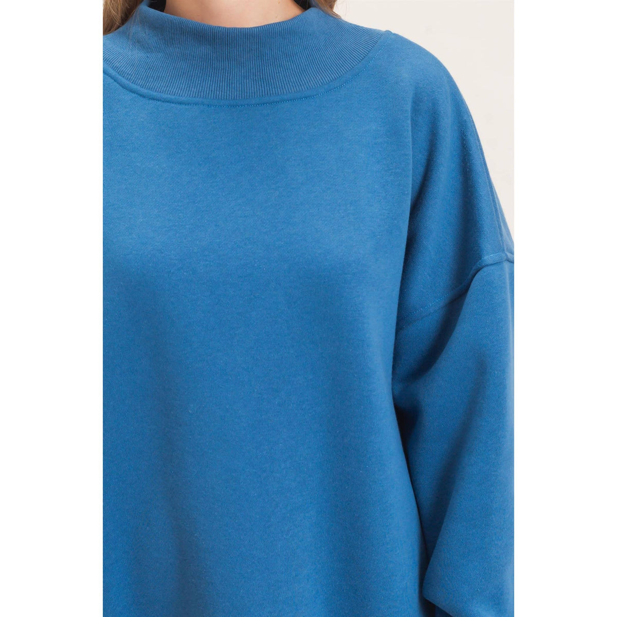 Enzyme Washed Mock Neck Sweatshirt
