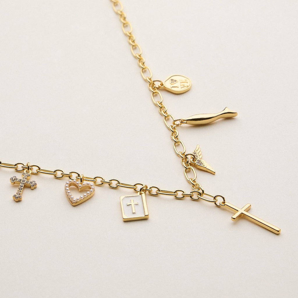 18K Gold-Dipped Faith & Love Charm | Necklace