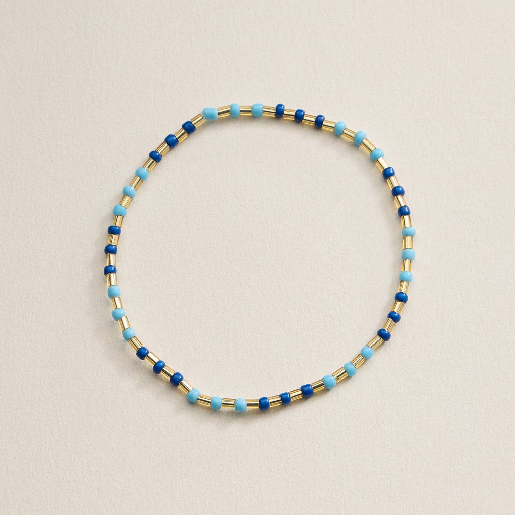 Beaded Heart Charm Stretch Bracelet Set | 3-Piece Layered Stack with Gold Accents
