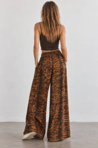 TIGER PRINT WIDE LEG PANTS