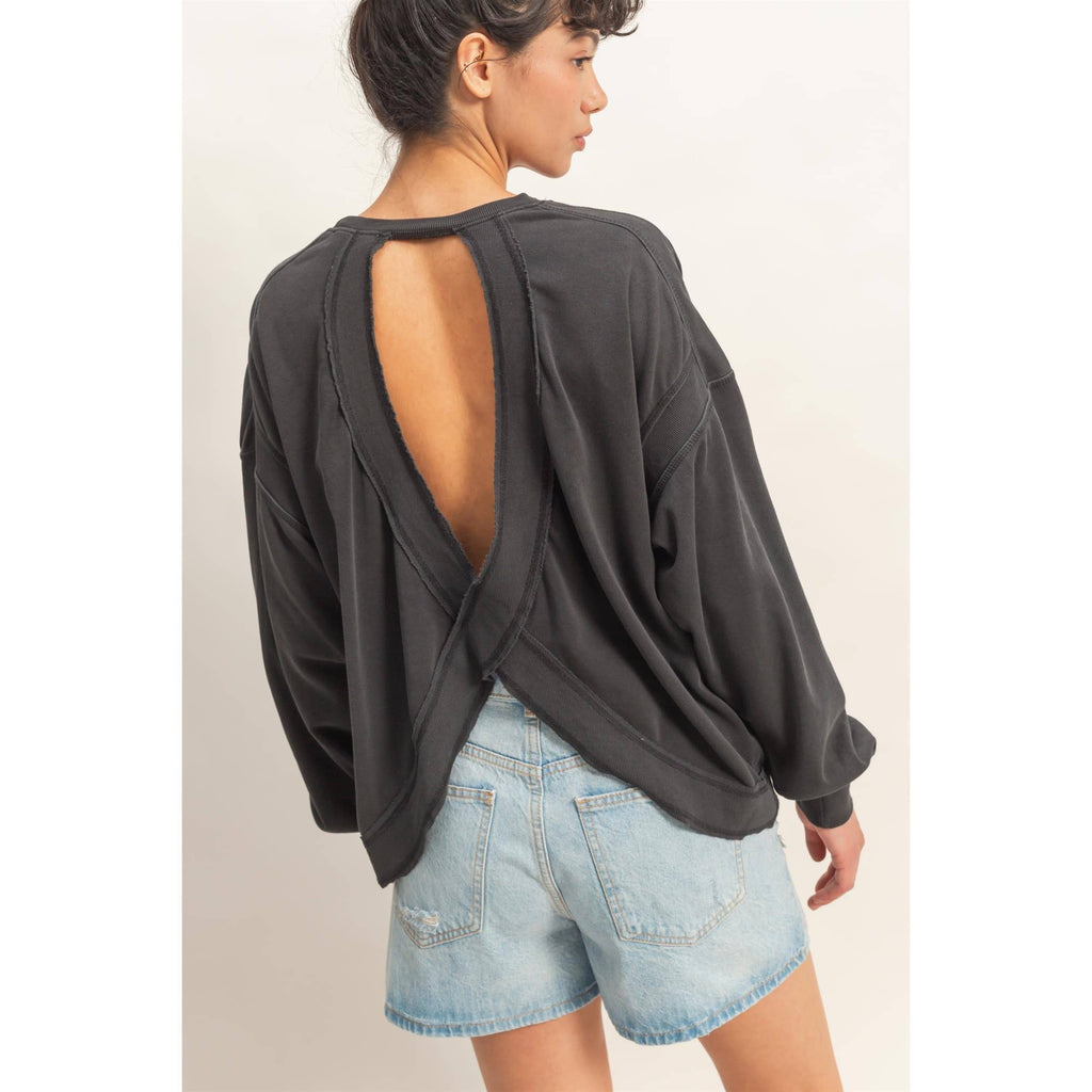 Oversized Cross Detail Open Back Sweatshirt