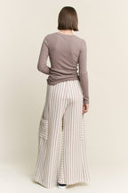 STRIPE WIDE LEG PANTS CREAM EDITION