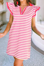 Stripe Collar Short Dress