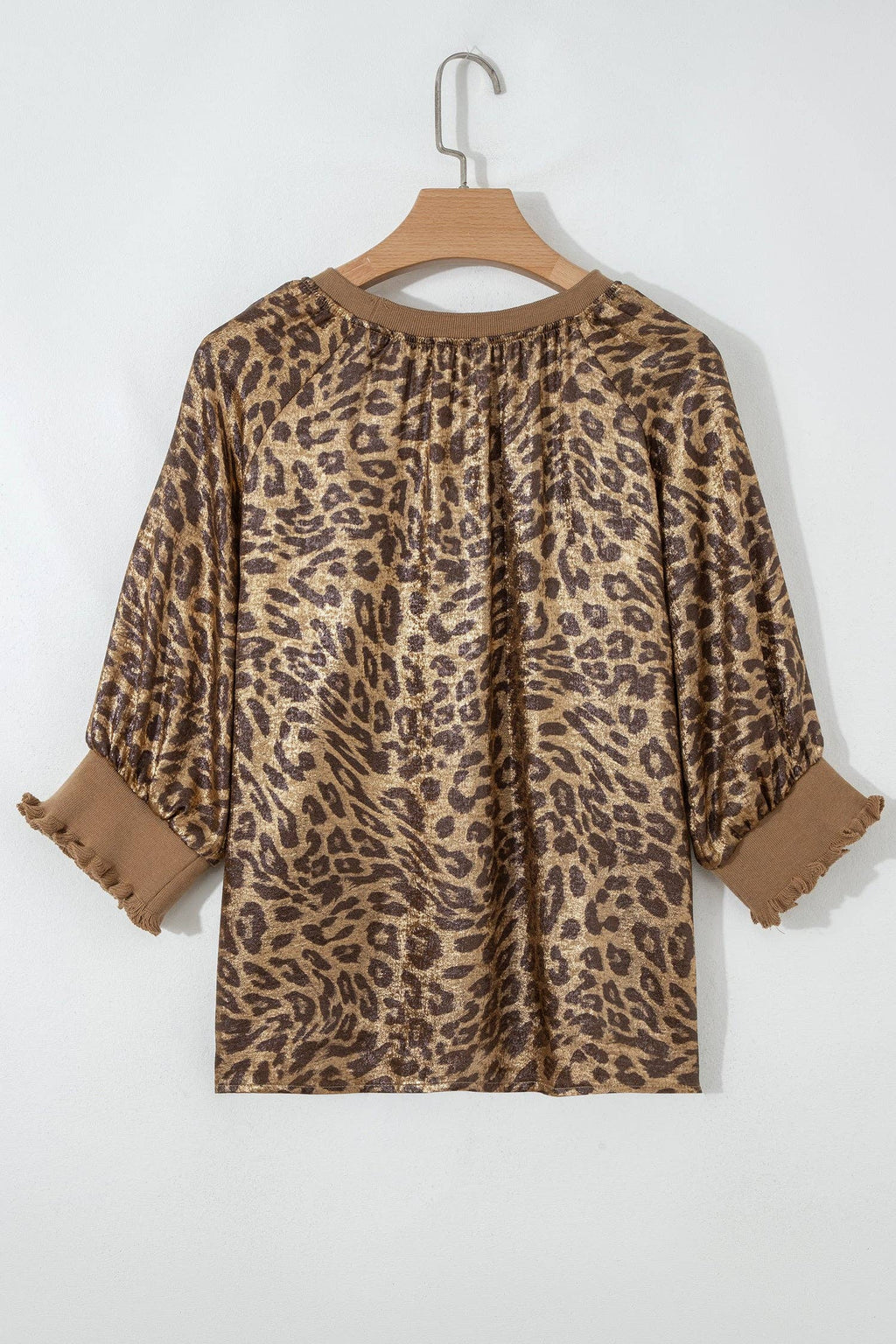 PRETTY BASH Metallic Leopard 3/4 Sleeve Blouse
