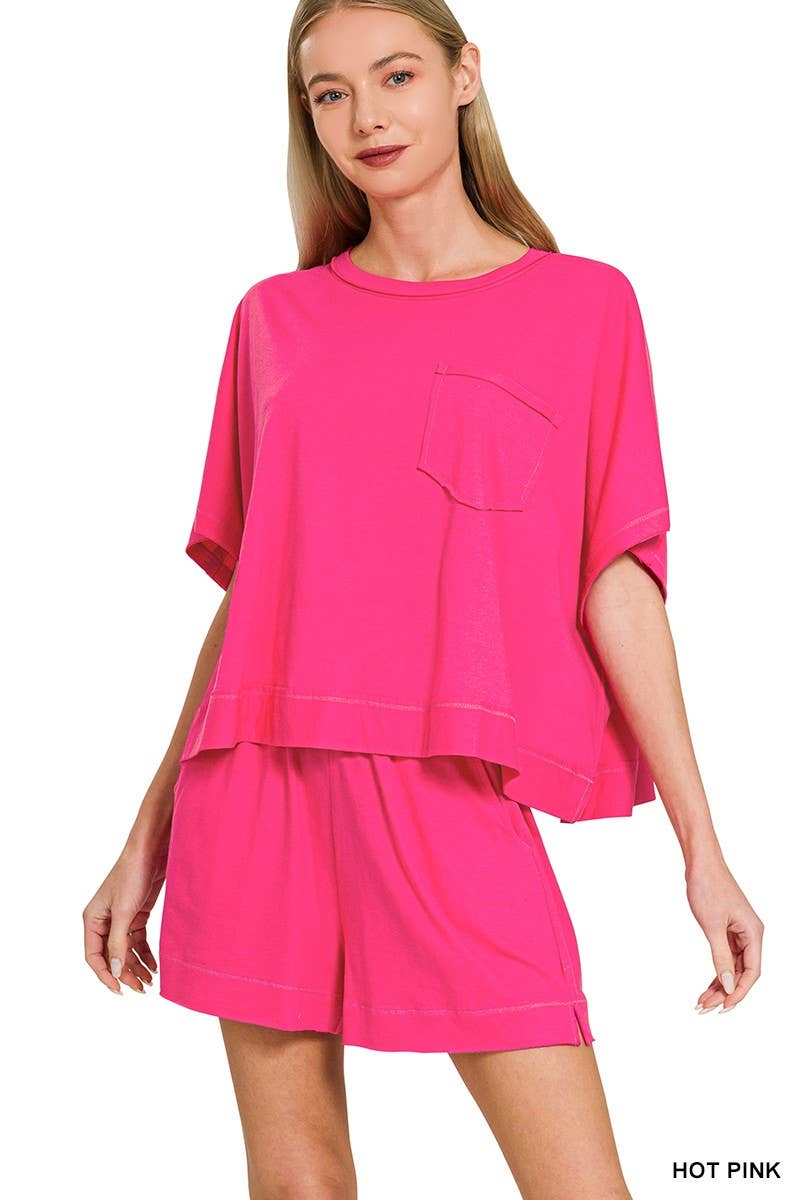 Exposed Seam Boxy Top N Shorts Set