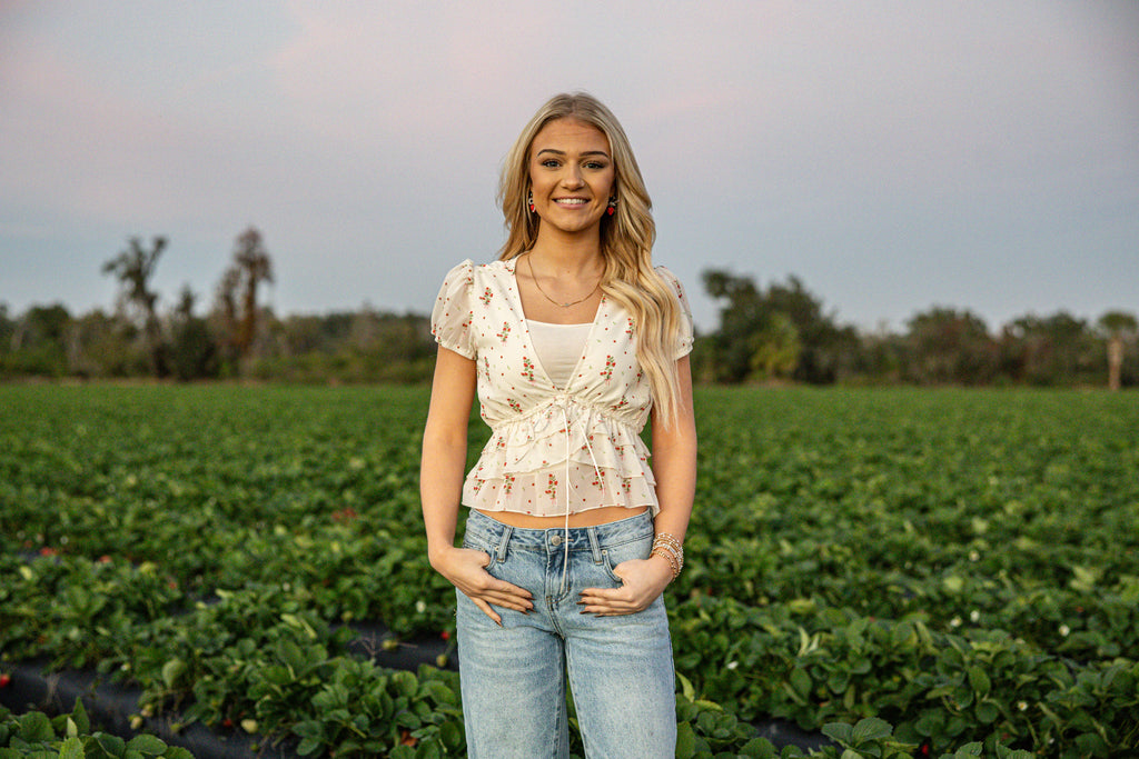 Strawberry Fields Ruffle Top