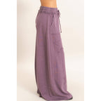 Mineral Wash Star Patch And Print Wide Leg Pants