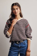 Striped Textured Knit Sweater FSW0063
