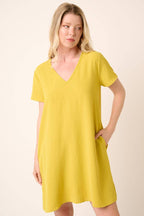 CD1565-AIRFLOW V-NECK SHORT SLEEVE SHIFT DRESS