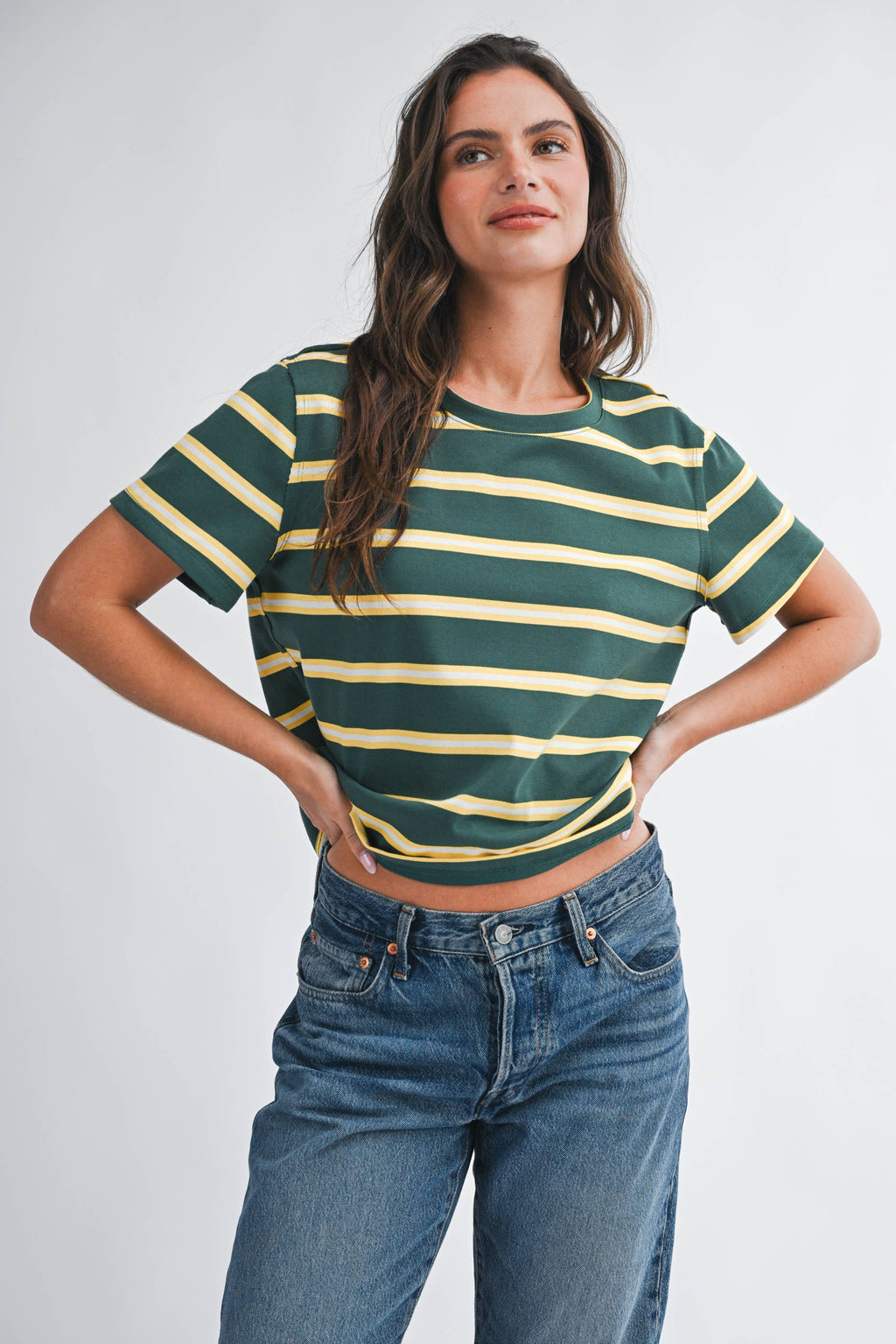 8510HN Striped Boxy Short Sleeve Tee
