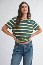 8510HN Striped Boxy Short Sleeve Tee