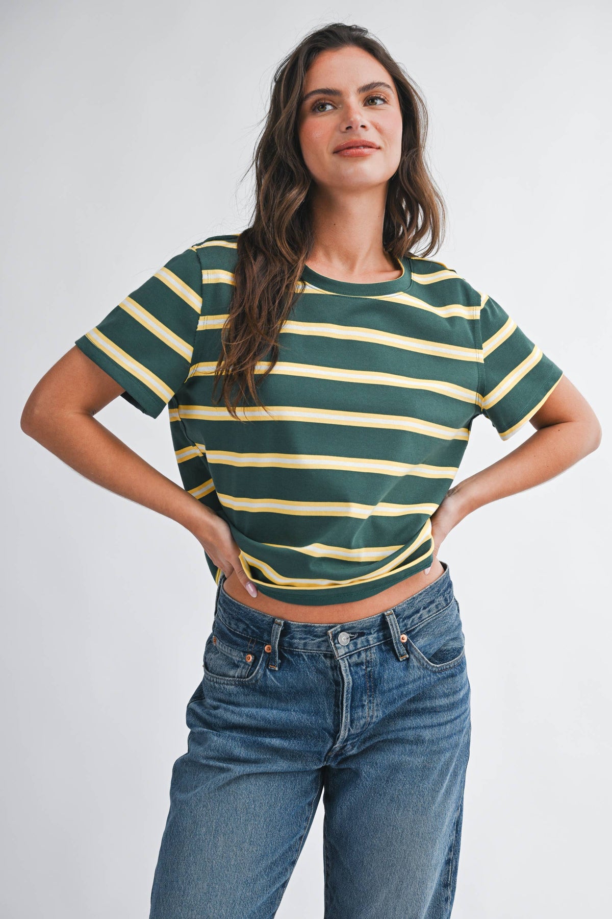 8510HN Striped Boxy Short Sleeve Tee