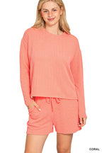 ..Ribbed Short Sleeve Tee & Pants 2PC Set