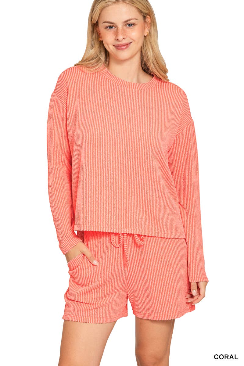 ..Ribbed Short Sleeve Tee & Pants 2PC Set