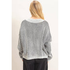 Striped V-Neck Ribbed Sweater
