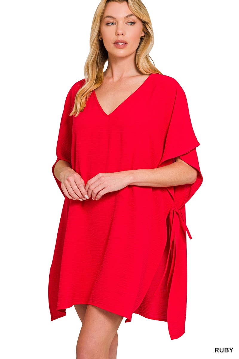 Woven Air Flow Tie Side Cover Up Dress