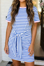 LAS Striped Tie Pocket Mini Dress (S-XL)