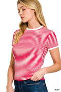 Red + White Stripe Cotton Tee