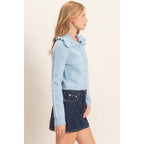 Ruffled Collar Knit Cardigan