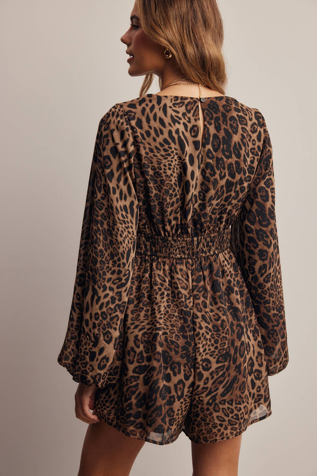 Animal Print Surplice Romper FRP0006