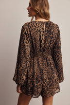 Animal Print Surplice Romper FRP0006