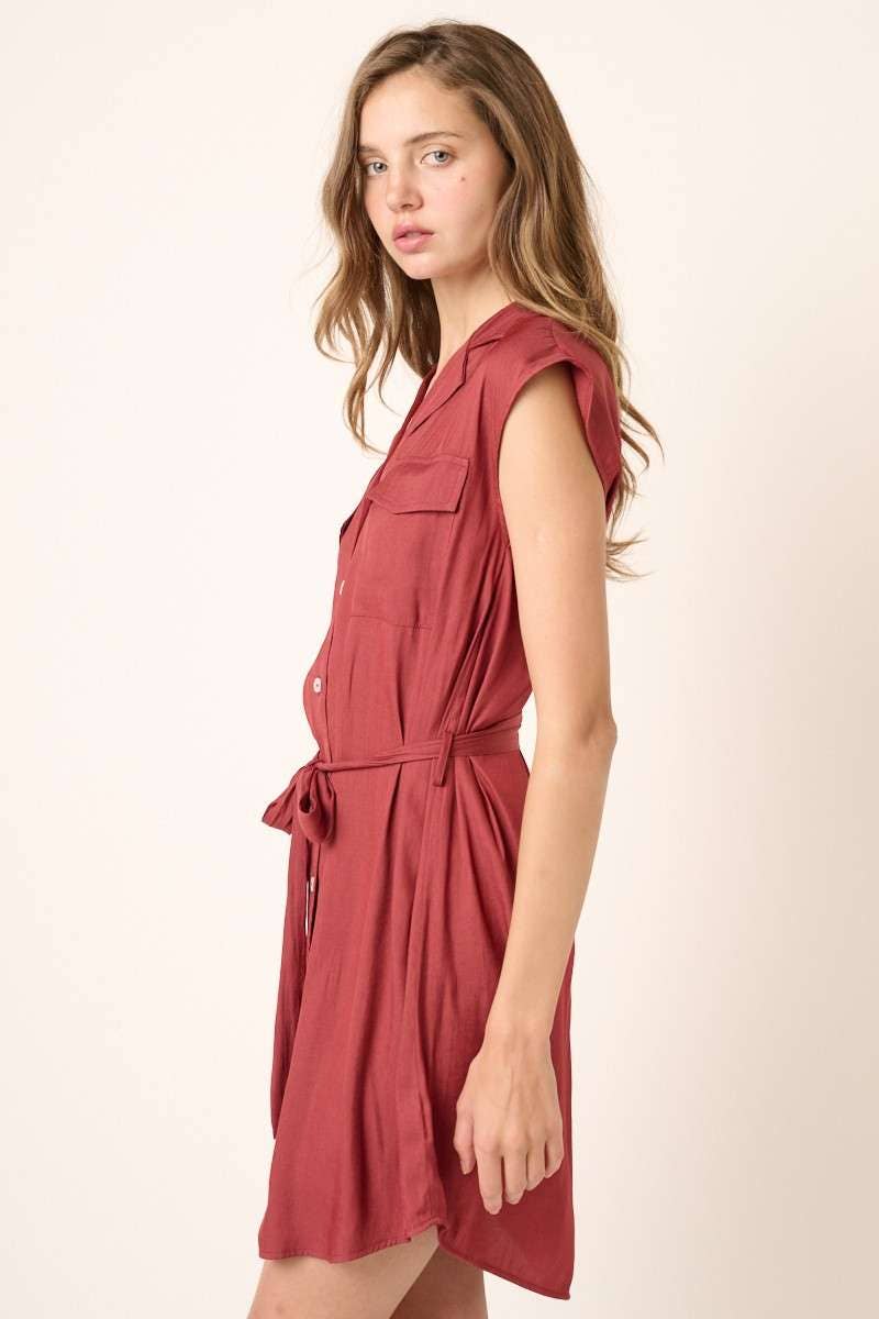 NOTCHED COLLAR SHIRT DRESS